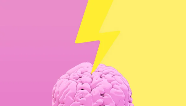 Lighting Brain Rendering Bicolor Background — Stock Photo, Image