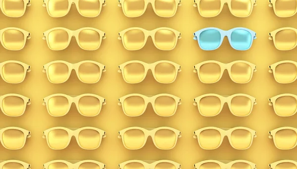 sunglasses collection with one different color 3d rendering