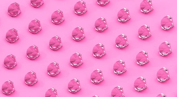 Pink Diamonds Plain Background Rendering — Stock Photo, Image