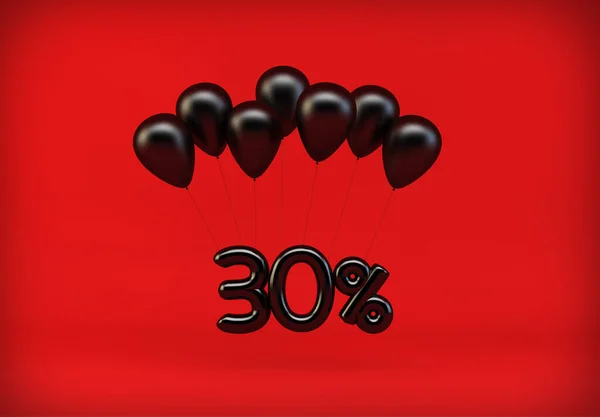 Descuento Colgando Globos Viernes Negro Gráficos Para Ventas Renderizado — Foto de Stock