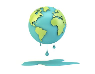 climate change concept: melting earth 3d rendering isolated clipart