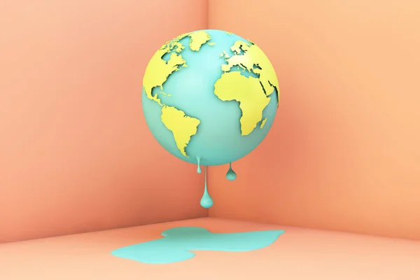 climate change concept: melting earth 3d rendering