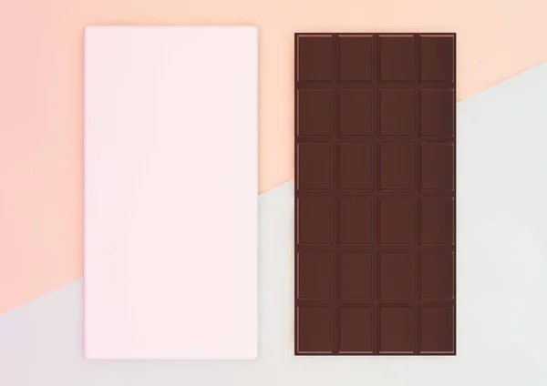 Chocolate Bar Embalagem Mockup Renderização — Fotografia de Stock