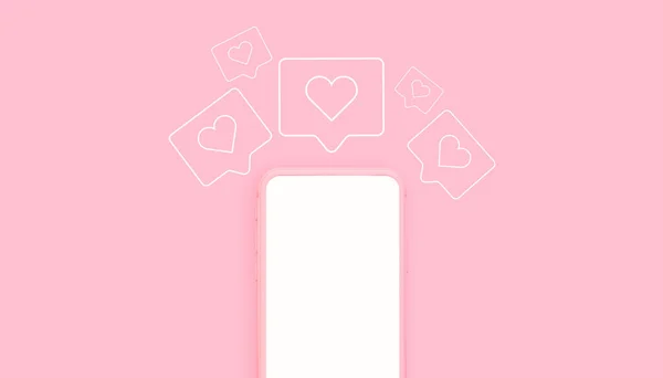 Рожевий Телефон Візуалізація Подібними Іконками — стокове фото