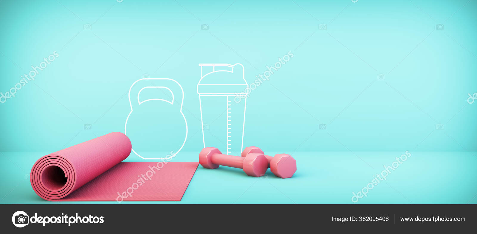 Yoga Equipment Rendering Home Fitness Concept Stock Photo by ...