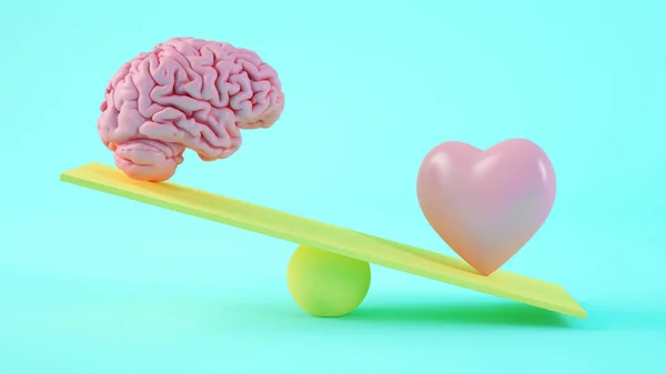 Brain versus Heart 3d rendering