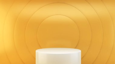 Sarı zemin üzerinde beyaz platform 3d görüntüleme