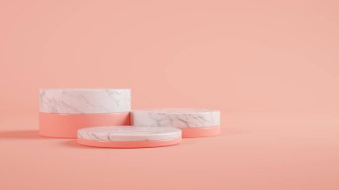 Mermer ve pembe podyum 3D görüntüleme