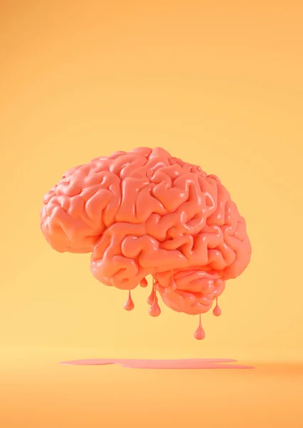 Creative concept of melting brain 3d rendering