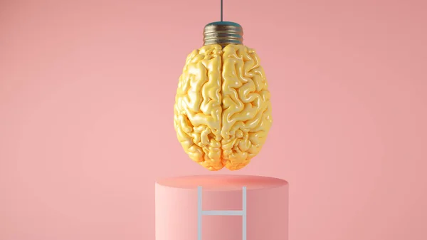 Лампа Мозку Звисає Сходовою Концепцією Рендеринга — стокове фото