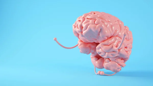 ピンクの脳マインドフルネスイラストのコンセプト3Dレンダリング — ストック写真