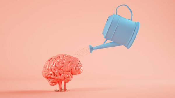 Полив мозга растения 3D рендеринга концепции