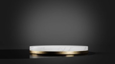 Ürün sunumu için beyaz mermer ve altın platform modelleme 3d