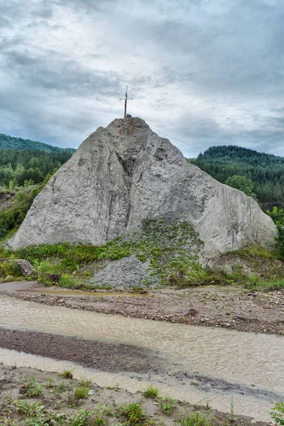 Natürliche Salzbildung Lopatari Buzau Rumänien Gegen Bewölkten Himmel — Stockfoto