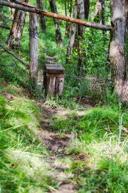 Ahşap bir stile kullanarak bir çitin üzerinden geçiş