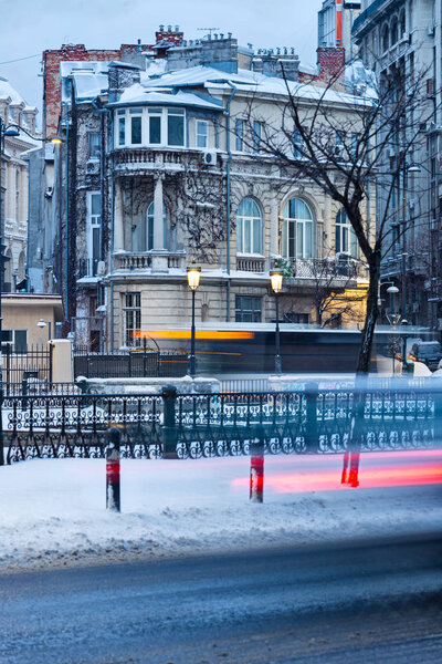 Bucharest historical buildings during winter