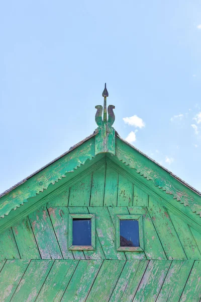 Bela Decoração Madeira Tradicional Casa Frontão Região Delta Danúbio — Fotografia de Stock