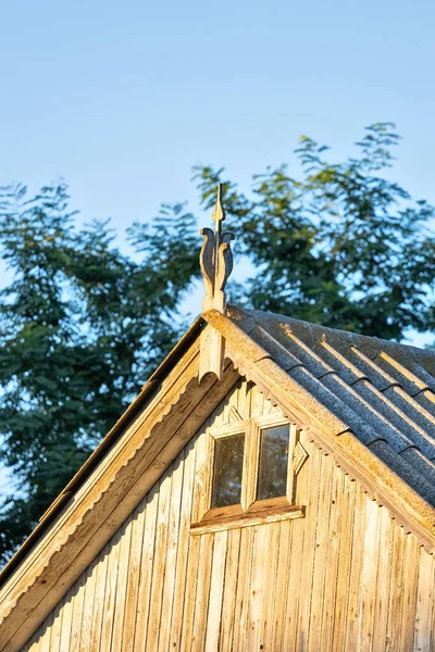 Vacker Trä Dekoration Den Traditionella Fronten Hus Donau Delta Regionen — Stockfoto