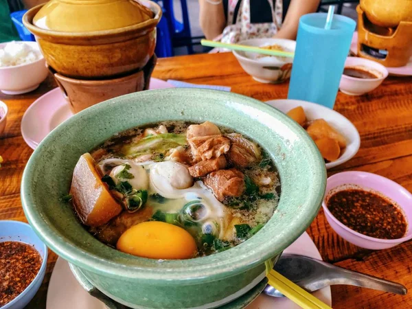 Braised Pork Noodles Eggs Hotpot Thailand — Stock Photo, Image