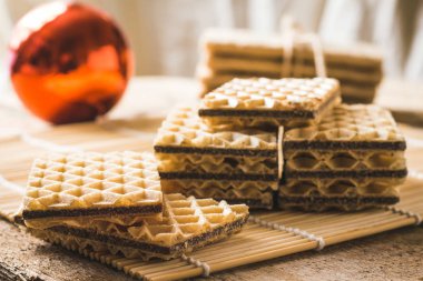Crhistmas dekorasyon waffle bir tablo ile