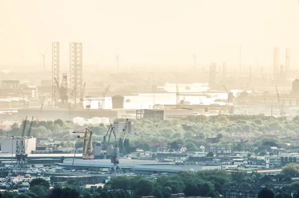 Légi Kilátás Egész Város Rotterdam Hollandia Felé Nieuwe Maas Folyó — Stock Fotó