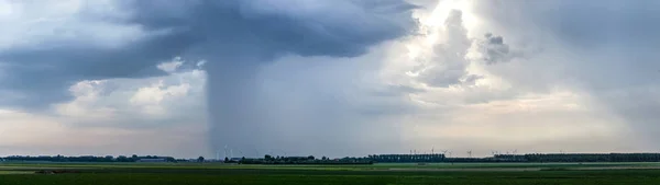 Dramatic Skies Thunderstorms Moving Flat Landscape Island Flakkee Netherlands — Stock Photo, Image