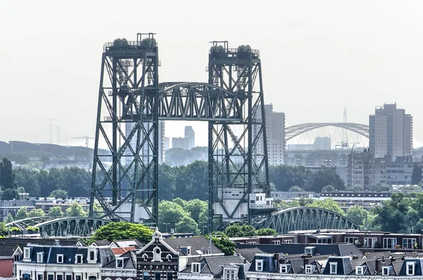 Rotterdam Hollanda Haziran 2018 Anıtsal Tarihi Demiryolu Köprüsü Hef Görünüm — Stok fotoğraf