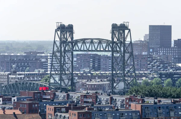 Rotterdam Holandia Czerwca 2018 Widok Monumentalnego Mostu Kolejowego Stali Sąsiednich — Zdjęcie stockowe