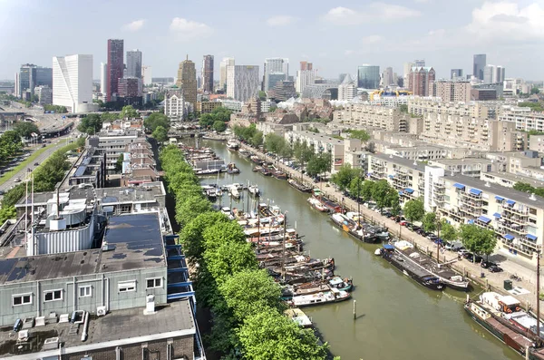 Rotterdam Nederländerna Juni 2018 Antenn Visa Den Historiska Haringvliet Hamnen — Stockfoto