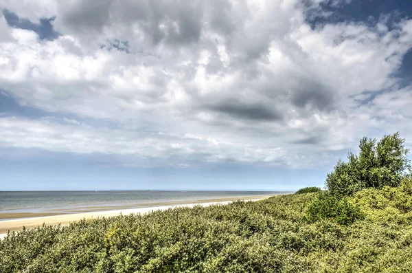 Вражаючі Хмара Утворень Northsea Пляжі Суміжних Дюнах Біля Напрямку Rockanje — стокове фото