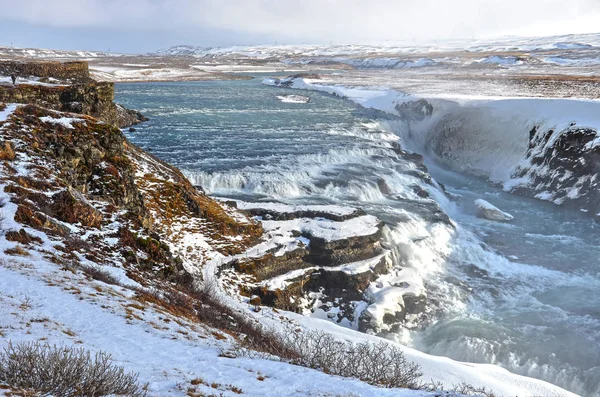 겨울에 아이슬란드에서 Gullfoss 폭포의 단계의 — 스톡 사진