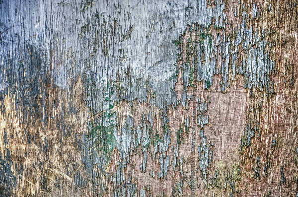 Nahaufnahme Eines Verwitterten Sperrholzes Mit Grünlich Blauer Farbe Fortgeschrittenen Peeling — Stockfoto