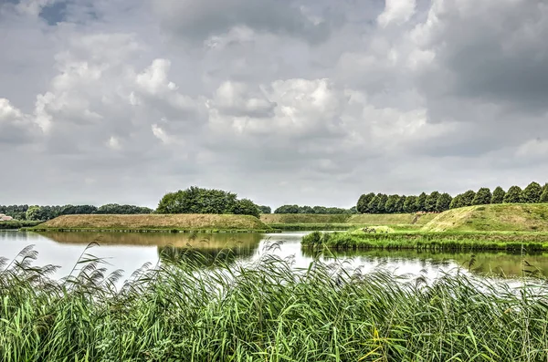 View Bank Reeds Moats Ramparts Fortified Town Leusden Netherlands — Stock Photo, Image