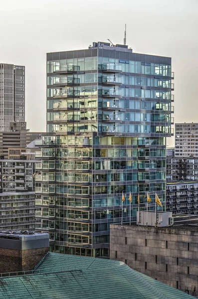 Rotterdam Olanda August 2018 Fațadele Clădirii Rezidențiale Tower Arhitectul Wiel — Fotografie, imagine de stoc