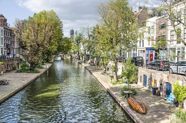 Utrecht Nizozemsko Září 2018 Zobrazení Dvojité Nábřeží Oude Gracht Starý — Stock fotografie