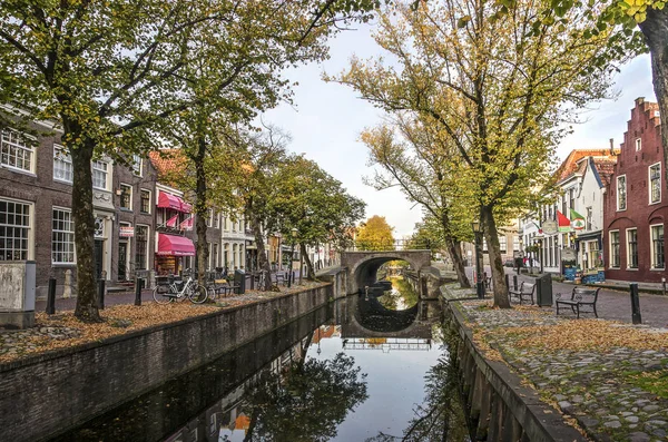 Edam Niederlande Oktober 2018 Blick Voorhaven Kanal Richtung Staudamm Platz — Stockfoto