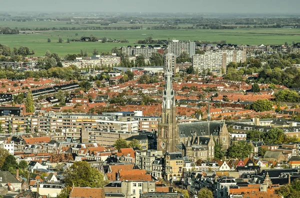 Leeuwarden Países Bajos Noviembre 2018 Vista Aérea Ciudad Con Iglesia — Foto de Stock