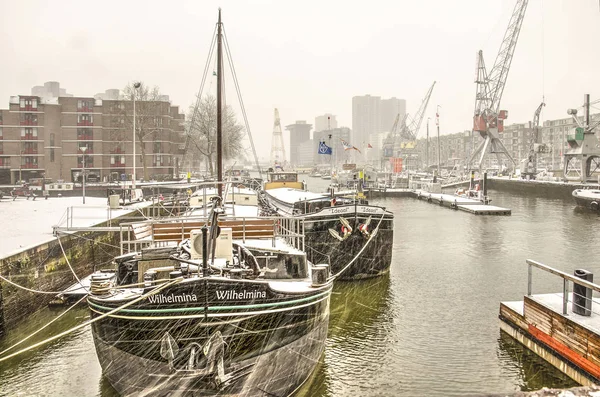Rotterdam Países Bajos Diciembre 2017 Barcos Históricos Puerto Del Museo — Foto de Stock
