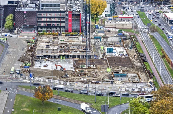 Rotterdam Países Bajos Noviembre 2018 Vista Aérea Obra Sótano Las — Foto de Stock