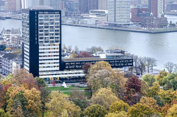 Rotterdam Nederland November 2018 Luchtfoto Van Gemengd Gebruik Office Complexe — Stockfoto