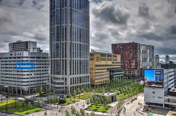 Rotterdam Niederlande Juni 2016 Luftaufnahme Der Fußgängerzufahrt Zum Stadtzentrum Kruisplein — Stockfoto