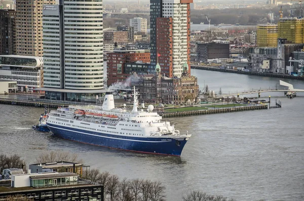 Rotterdam Nederland December 2018 Cruiseschip Marco Polo Hotel New York — Stockfoto