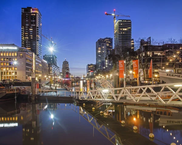 Rotterdam Nizozemsko Ledna 2019 Flaoting Pontonový Most Přes Leuvehaven Přístavu — Stock fotografie