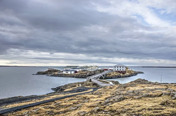 Borgarnes Islandia Febrero 2019 Vista Desde Una Colina Baja Hacia —  Fotos de Stock