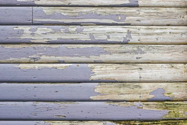 Peinture Bleu Violacé Épluchée Sur Les Vieilles Planches Bois Façade — Photo