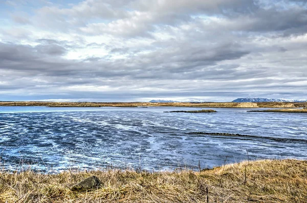 Vista Desde Orilla Ciudad Borgarnes Islandia Hacia Los Lodos Adyacentes — Foto de Stock
