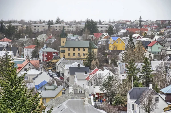 Hafnarfjordur Islandia Lutego 2019 Widok Lotu Ptaka Kolorowych Domów Falistej — Zdjęcie stockowe