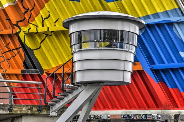 Haarlem Hollandia Június 2017 Bridge Keeper Cabin Langebrug Szerte Spaarne — Stock Fotó