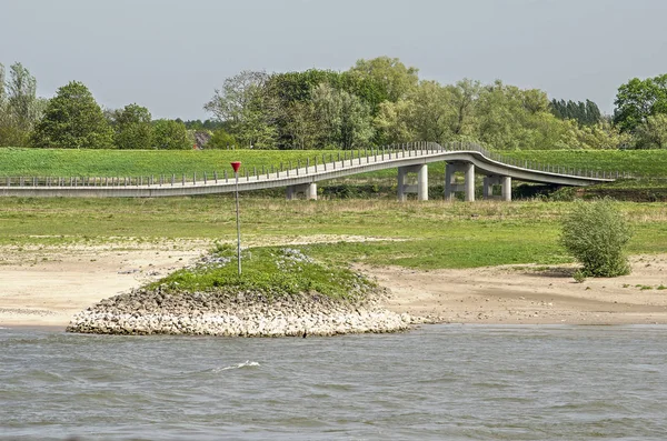 Uitzicht Waal Buurt Van Nijmegen Nederland Richting Speels Meanderende Zaligebrug — Stockfoto