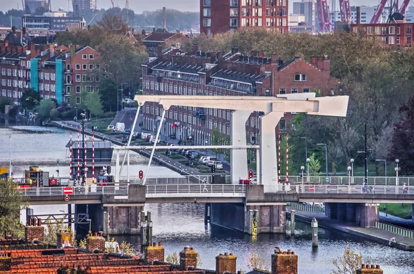 Rotterdam Hollandia Április 2019 Légi Kilátás Mathenesser Híd Egész Delfshavense — Stock Fotó